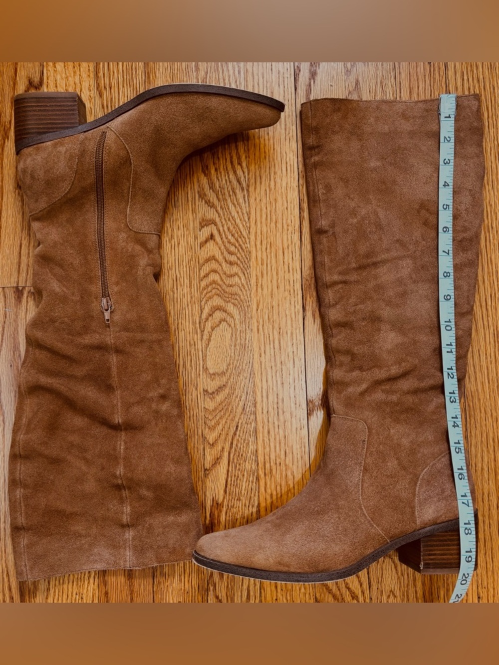 Steve Madden Holly tan suede leather knee high block heel pointed toe boots 10M - Picture 12 of 16